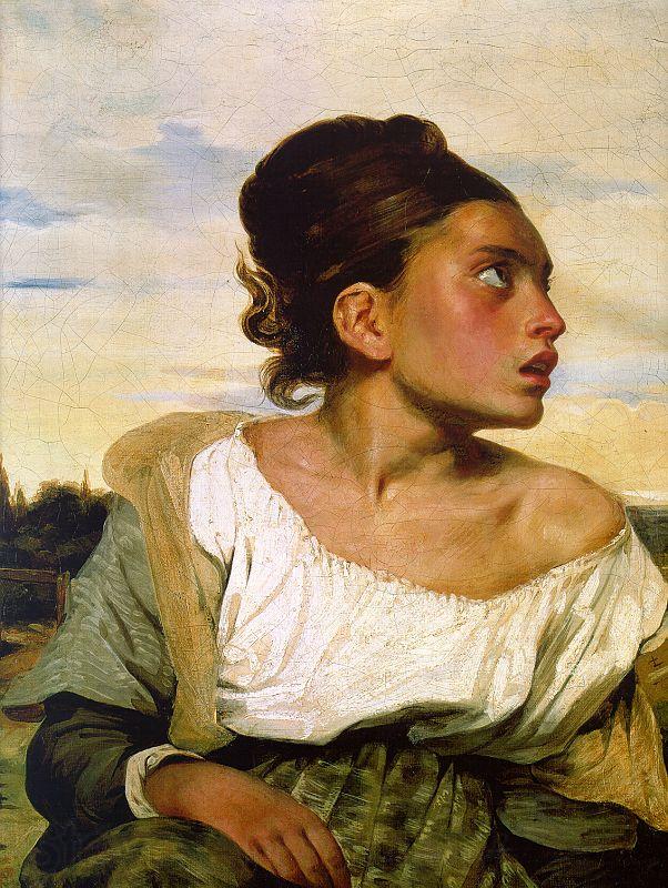 Eugene Delacroix Girl Seated in a Cemetery Germany oil painting art